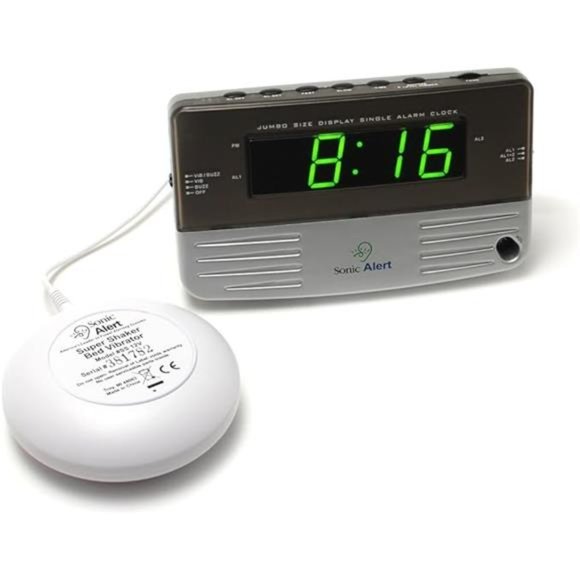 Sonic Alert Alarm Clock, Battery Backup | Wake with a Shake, Multicolored - Picture 1 of 7